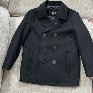 Boys black double breasted wool pea coat